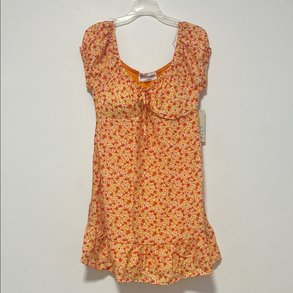 No Boundaries Floral Yellow and Red Dress